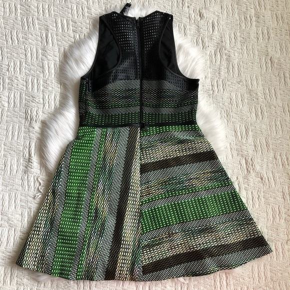 Andrew Marc Convertible Stripe Tweed Green Dress - Picture 8 of 8